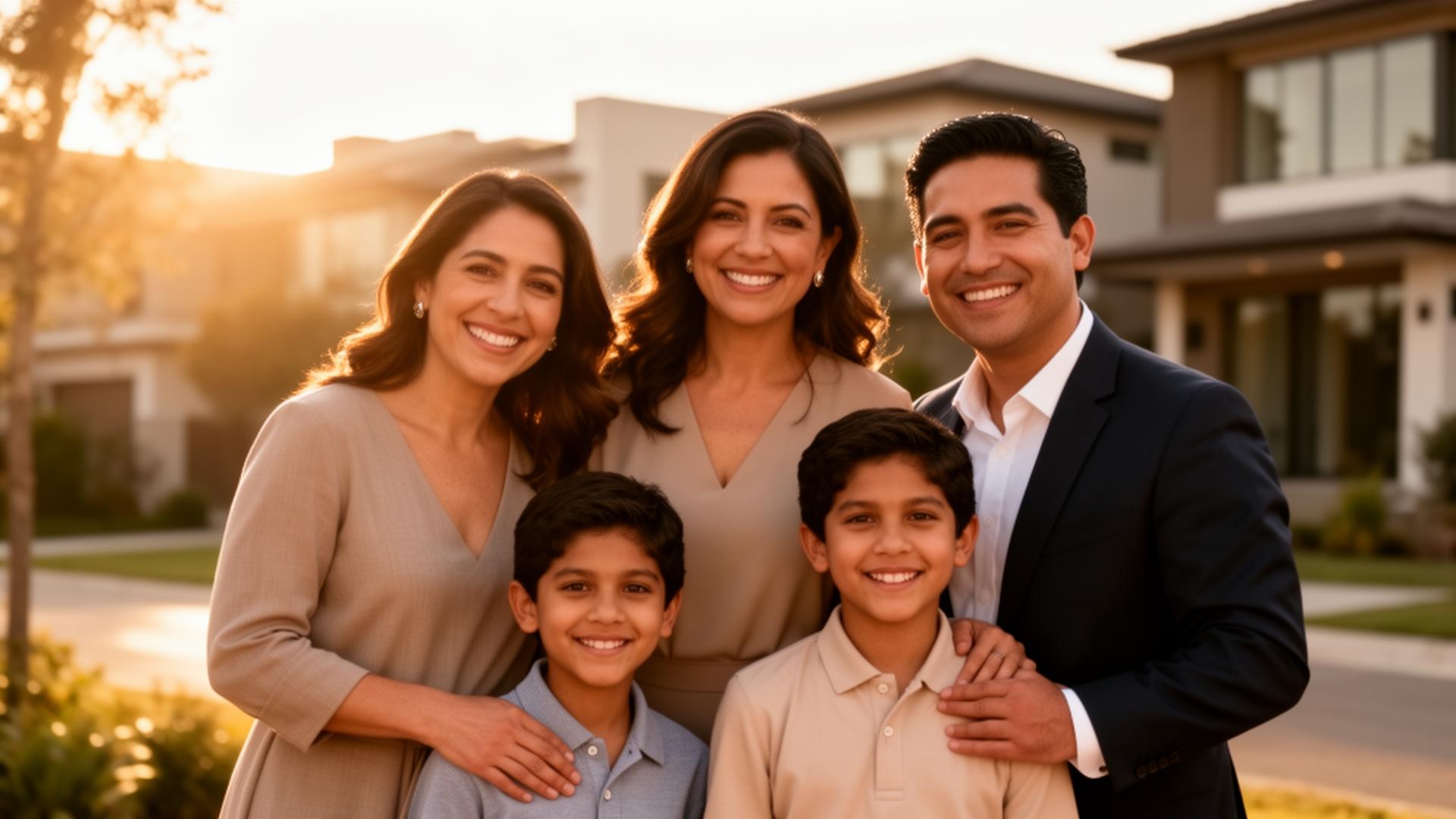 Familia hispana protegida con seguro de salud